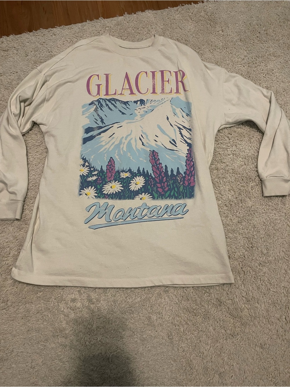 Grayson Threads Cream Graphic Sweatshirt with Pink and Yellow Accents